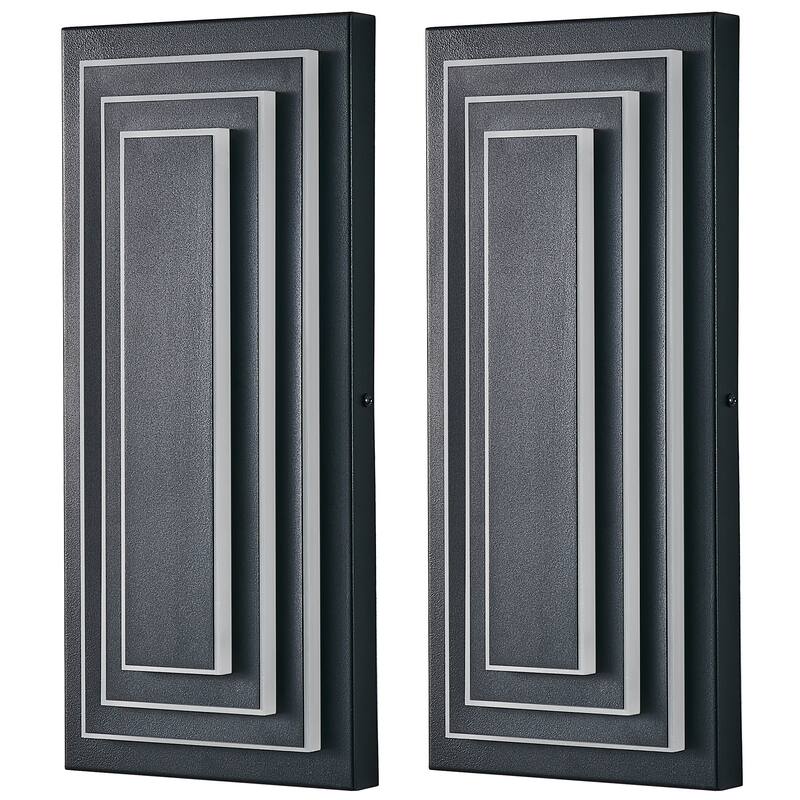 3-Tier 15.7 in Outdoor Light Fixture Black Exterior Wall Light LED Modern Wall Sconce Waterproof Outdoor Garage Lighting(2 Pack)