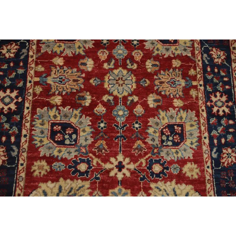Hand Knotted Oriental 100% Wool Carpet Traditional All-Over Red Ziegler Runner Rug - 12' 0'' X 2' 6''
