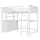 preview thumbnail 5 of 43, Full Size Loft Bed with Drawers and Writing Desk, Wooden Storage Bed with Shelves, Safety Guardrails and Ladder