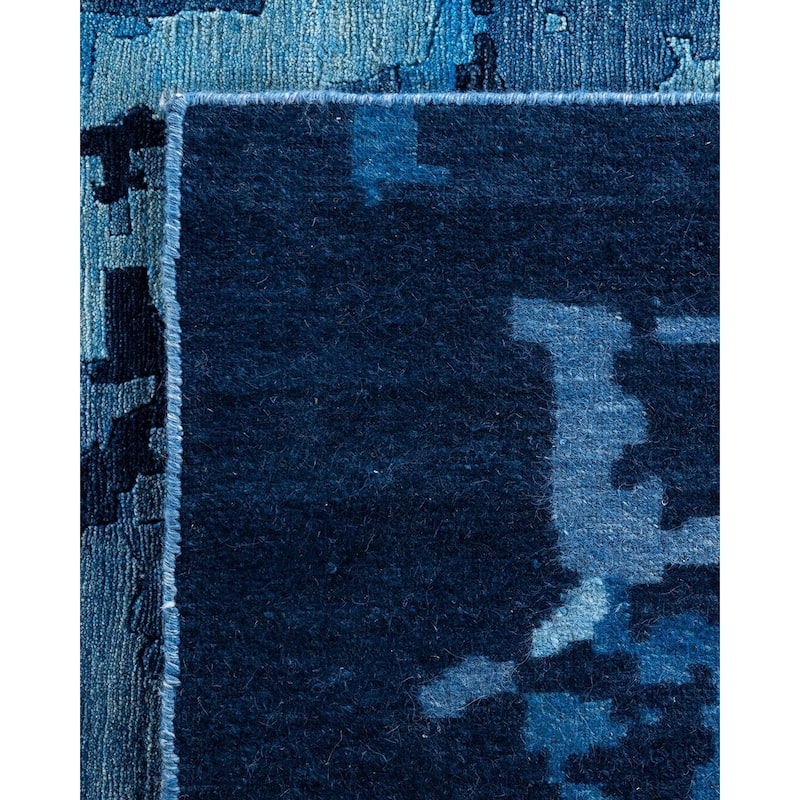 Modern One-of-a-Kind Handmade Area Rug - Blue, 9' 2" x 12' 4" - 9' 2" x 12' 4"