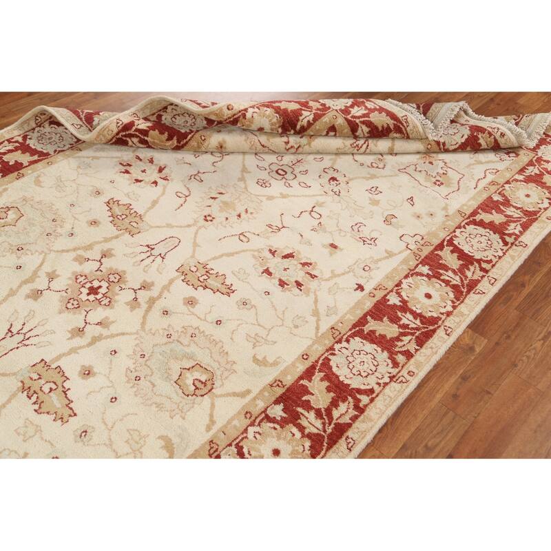 Hand Knotted Oriental 100% Wool Carpet Traditional Floral Beige & Ivories Chobi-Peshawar Area Rug - 11' 2'' X 5' 0''