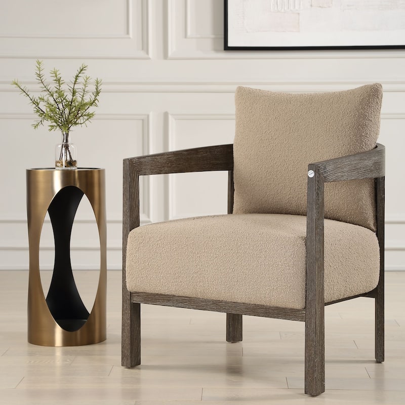 Mirrored Top Cylindrical End Table - 24" - Brass