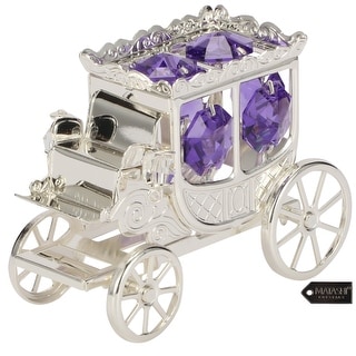 Matashi Silver-plated Princess Carriage Ornament with Purple and Clear-cut Crystals