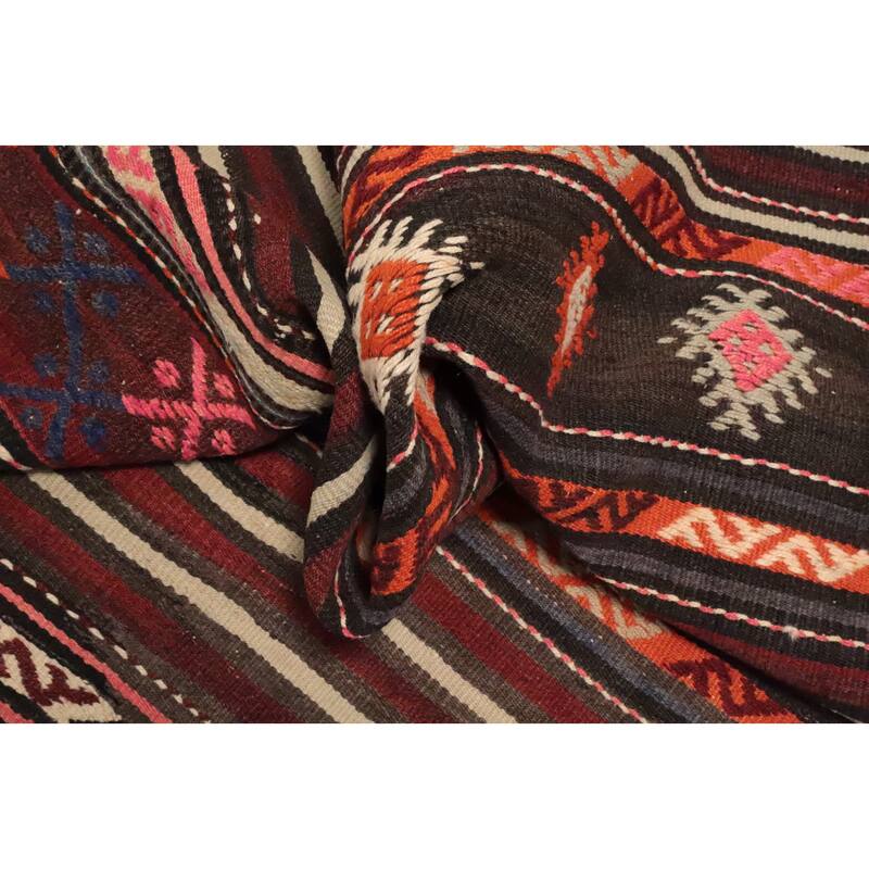 Hand Woven Oriental 100% Wool Carpet Southwestern Tribal Multi-Colored Kilim Area Rug - 9' 10'' X 6' 2''