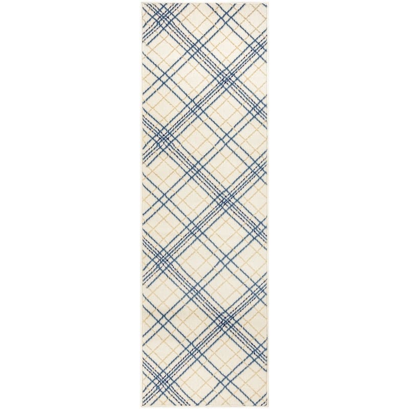 Nourison Jubilant Indoor Plaid Area Rug - 2' 3" x 7' 3" - Navy