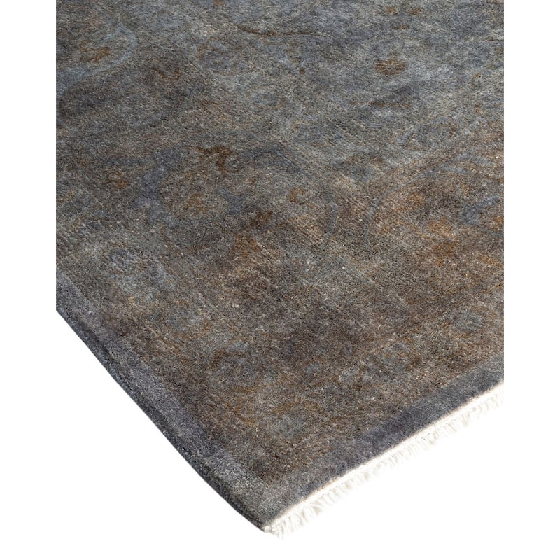 Overton Hand Knotted Wool Vintage Inspired Modern Contemporary Overdyed Gray Area Rug - 5' 3" x 8' 2"