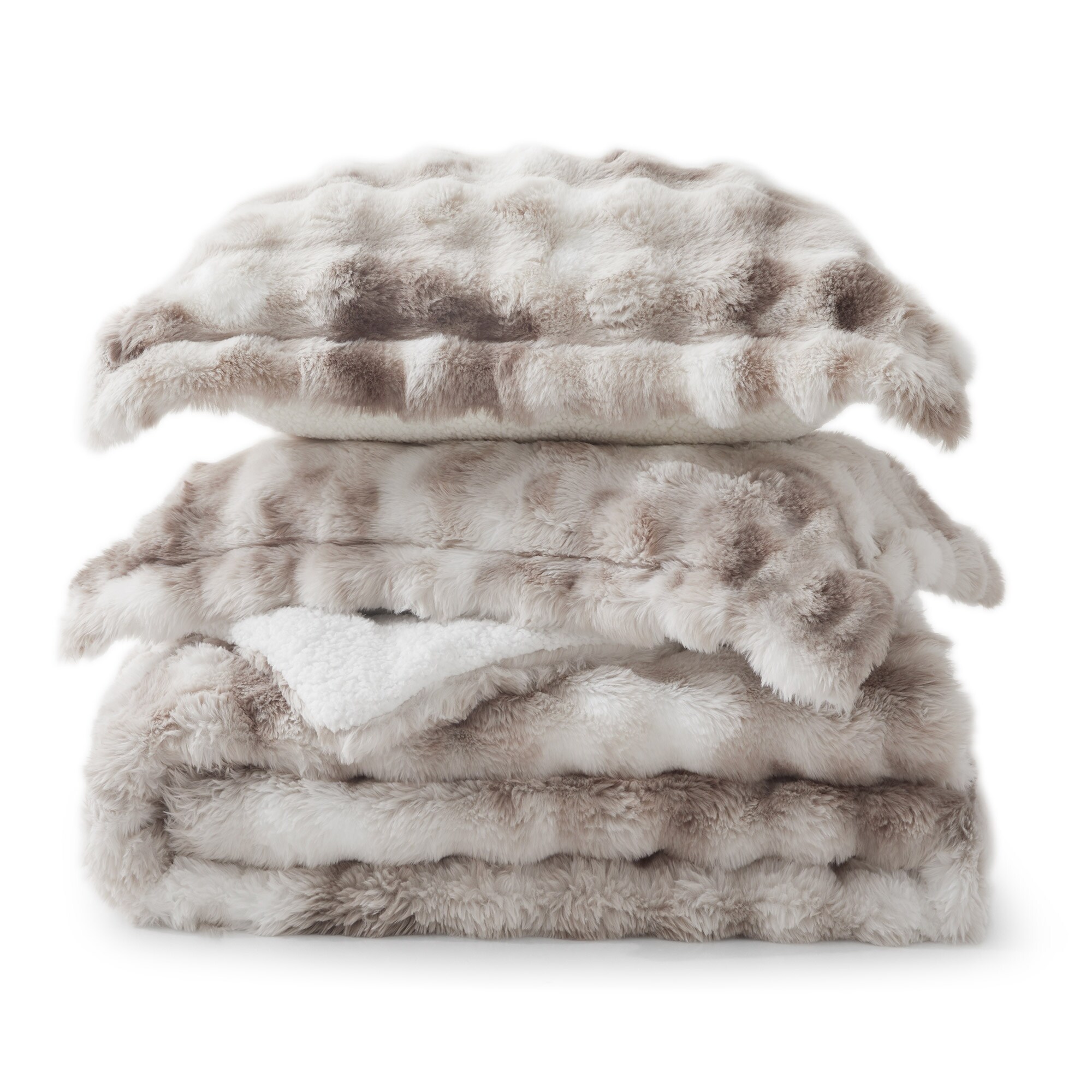Dual-Side Fluffy Soft Comforter Set, Winter Plush Fuzzy Bedding