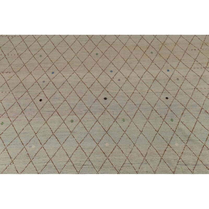 All-Over Trellis Moroccan Modern Large Area Rug Handmade Wool Carpet - 10'0"x 14'4"