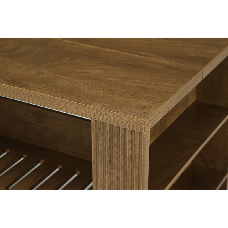 59 Inch Large Kitchen Island with Storage Shelves - 27.55" D x 59.05" W x 35.43" H