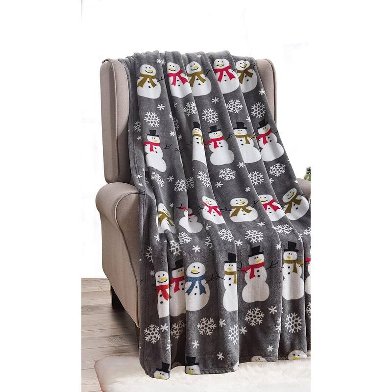 Velvet Touch Holiday Throw Fleece Blanket (50 x 60) - Grey Frosty