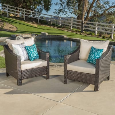 Antibes Outdoor Wicker Club Chairs (Set of 2) by Christopher Knight Home