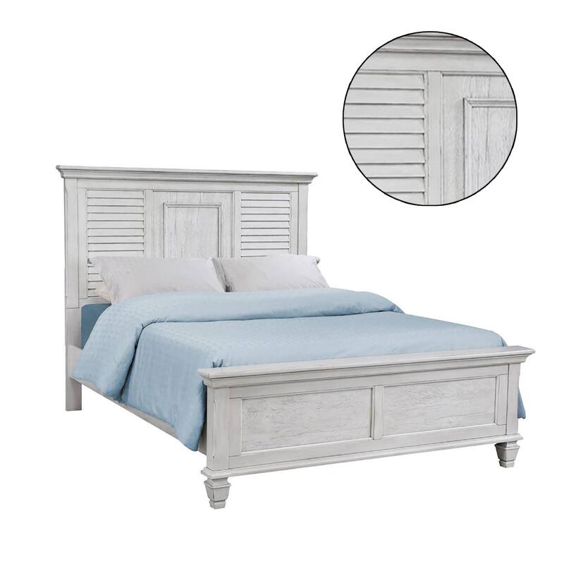 Bed With Panel Headboard, Antique White