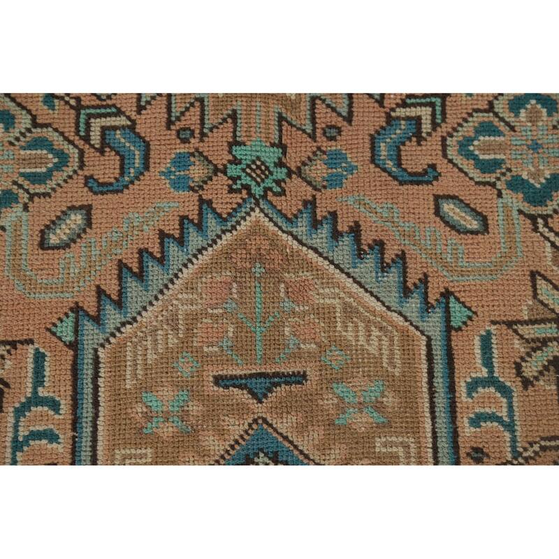 Geometric Tabriz Vintage Persian Area Rug Handmade Wool Carpet - 9'11" x 12'7"