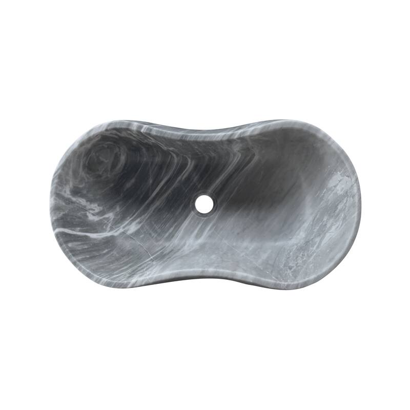 Roomfitters Marble Bathroom Vessel Sink, Natural Stone Countertop Wash Basin, Polished Oval Vanity Sink