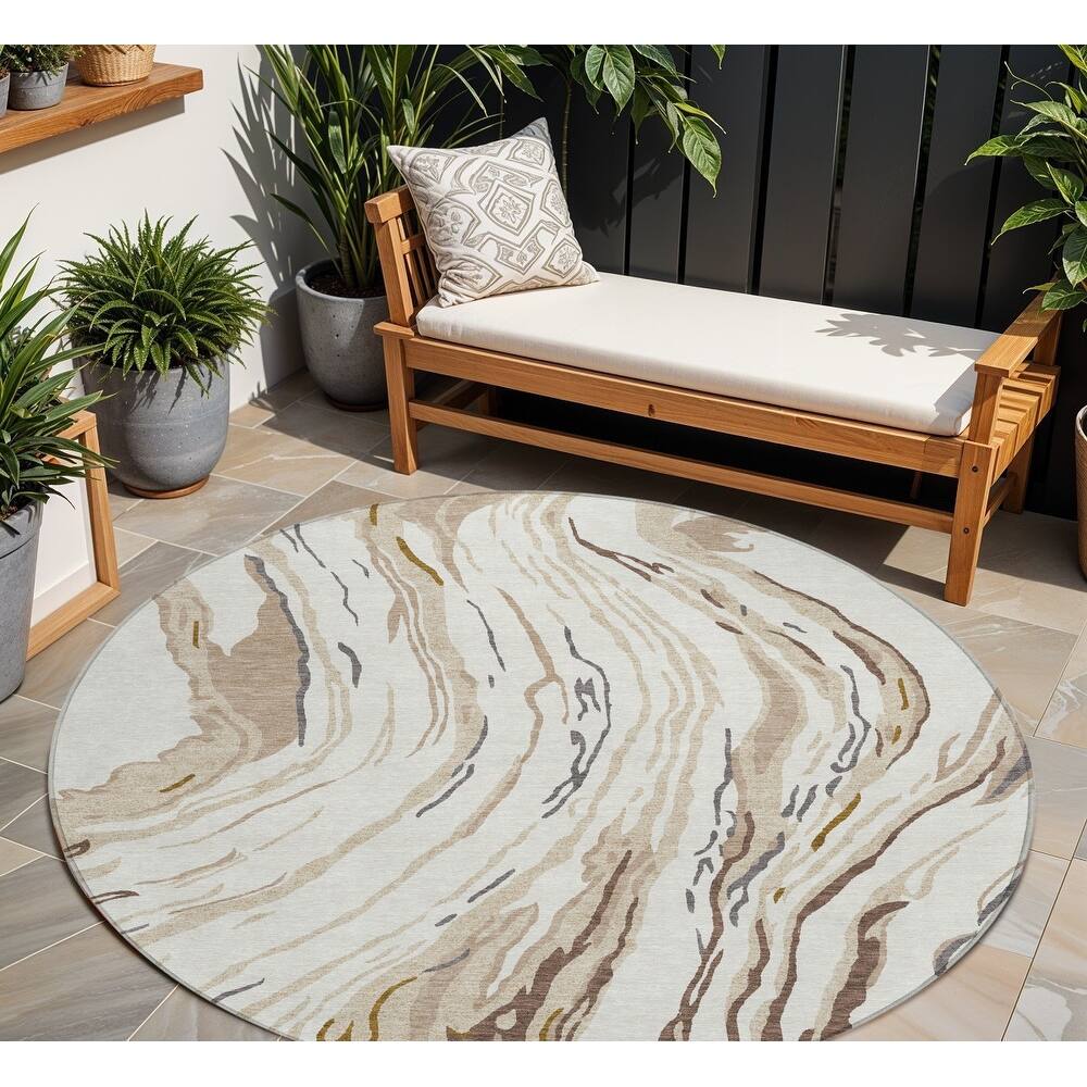 HomeRoots Abstract Transitional Rectangle Outdoor Rug