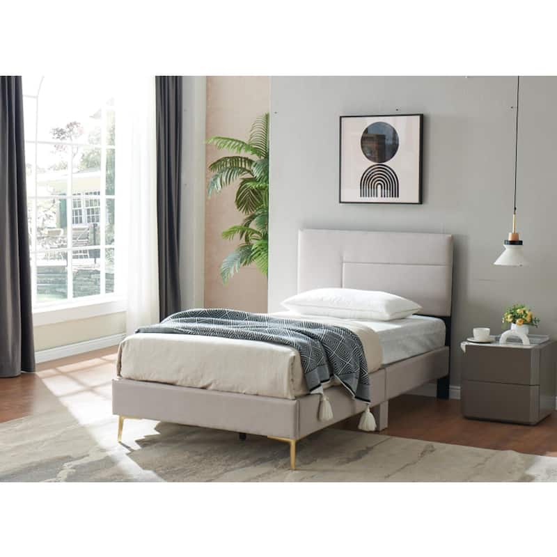 Verona Collection Brown/Gold Wood & Metal Bed Frame Twin to King - Twin