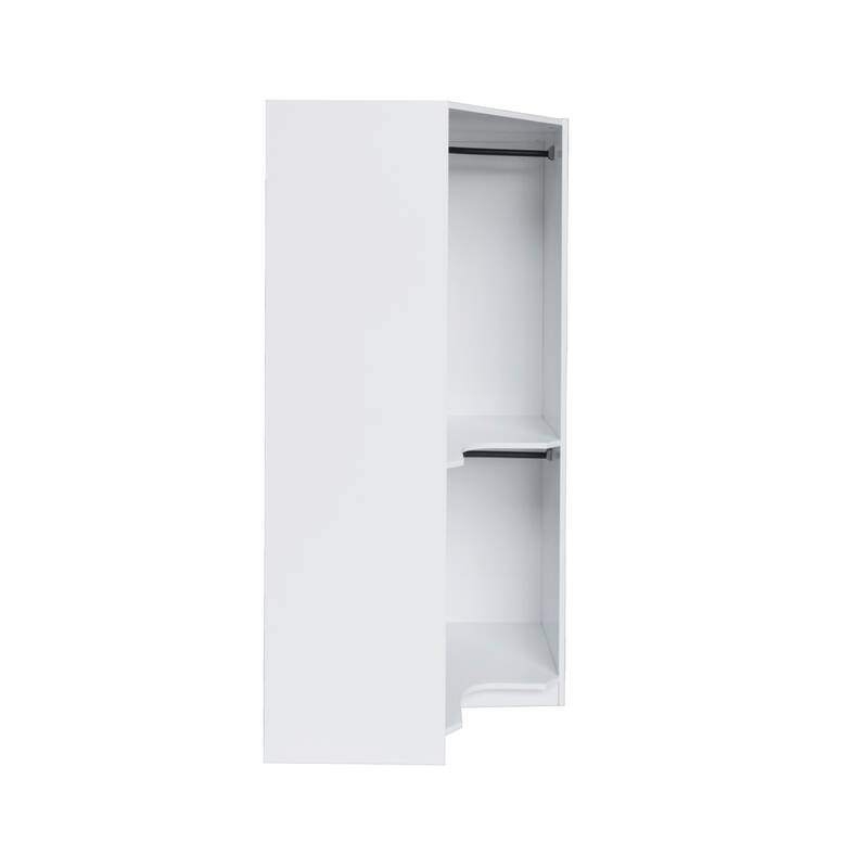 Polygonal Corner Wardrobe Armoire with Clothes Rail, Bedroom Wooden Wardrobe Storage Closets, Open Wardrobe for Bedroom