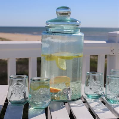 Euro Ceramica Essential Bara Recycled Glass Mason Jar Beverage Dispenser