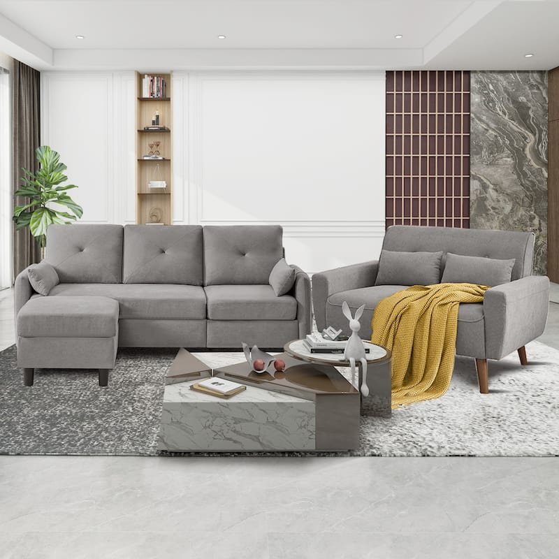 3 Pieces Living Room Sets - Light Grey