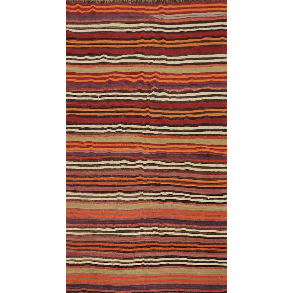 Hand Woven Oriental 100% Wool Carpet Southwestern Tribal Multi-Colored Kilim Area Rug - 7' 10'' X 4' 7''