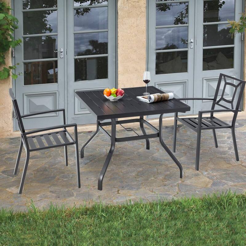 AECOJOY Outdoor Patio Dining Chairs, Stackable Arm Chairs(Set of 6)