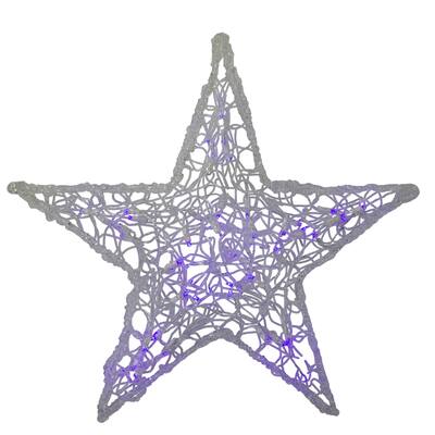 24" Lighted LED Color ChangingSpun Glass Hanging Star Christmas Decor