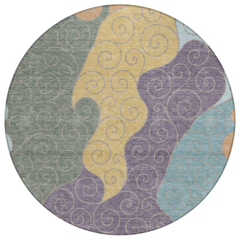 Machine Washable Indoor/ Outdoor Swirly Chantille Rug
