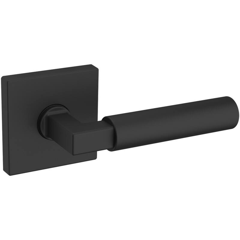 Baldwin L029 Series Passage Door Lever Set with Square Rose from the - Satin Black