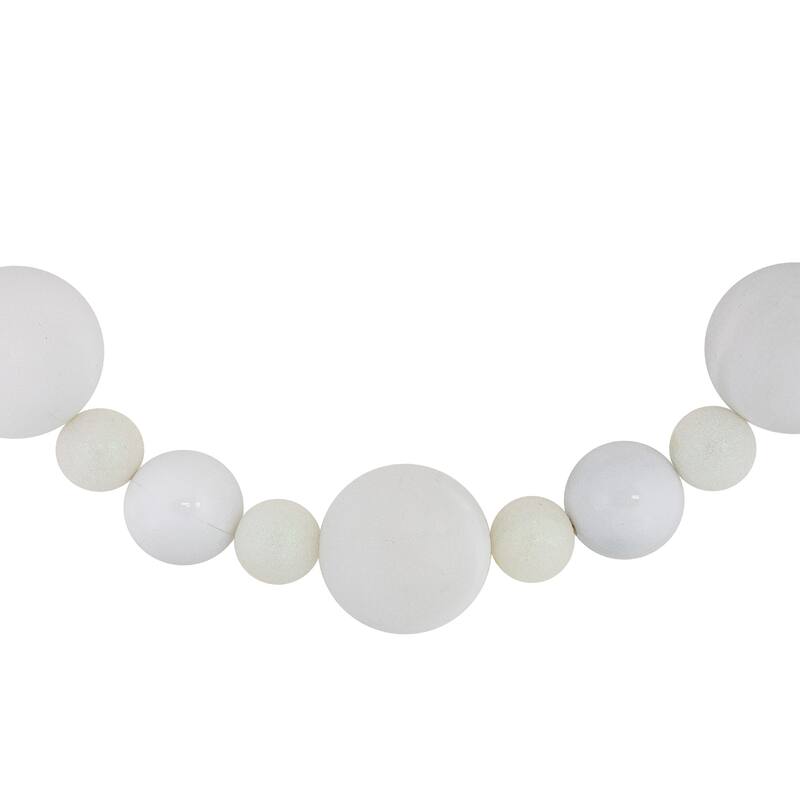 3-Finish Shatterproof Ball Christmas Garland - 6' x 4" - White - Unlit