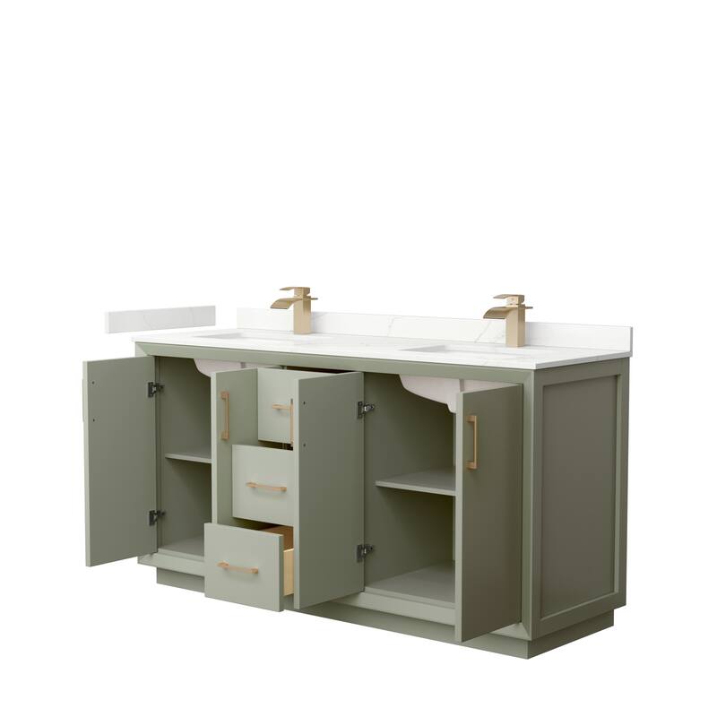 Strada 66-inch Double Vanity, Quartz Top