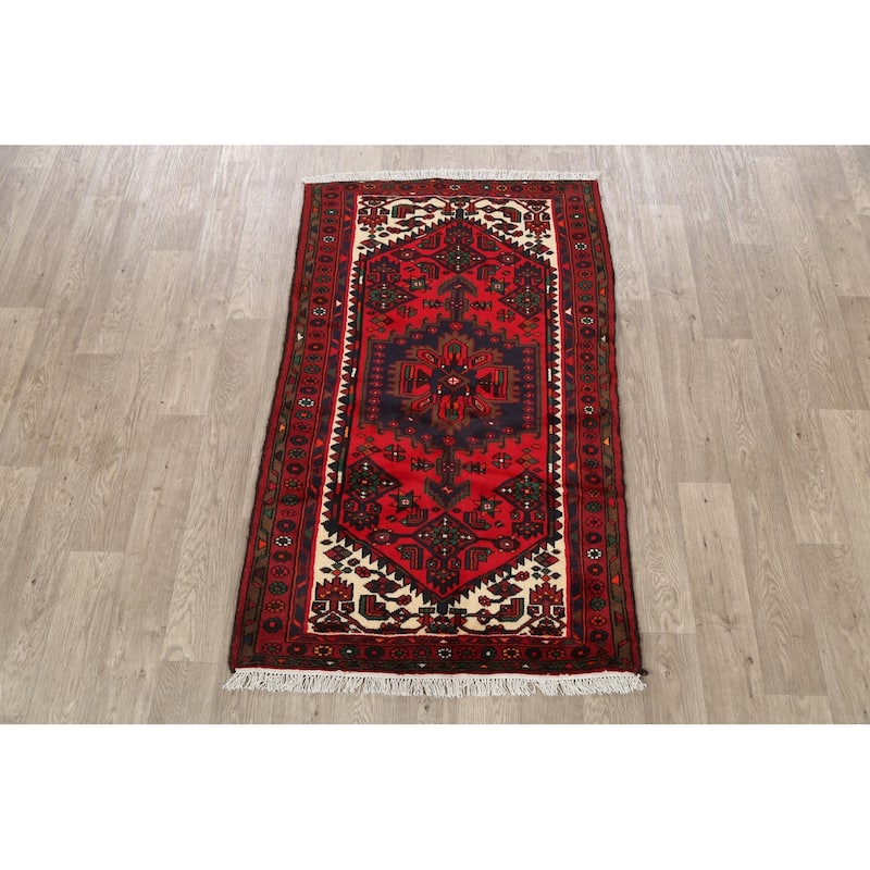 Tribal Geometric Hamedan Persian Wool Area Rug Hand-knotted Carpet - 3'2" x 5'3"