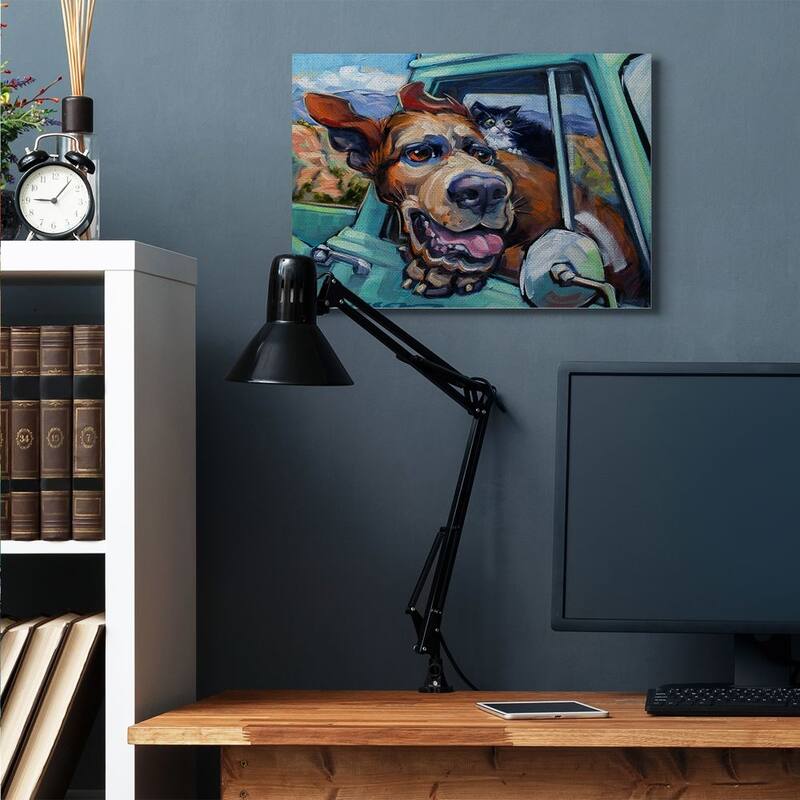 Stupell Cat and Dog in Truck Window Wild Ride Canvas Wall Art