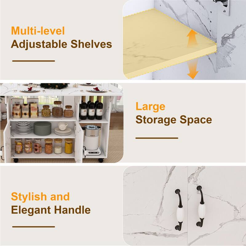 Multi-Functional Folding Table with Storage & Wheels - 47 Inch Compact Dining Desk for Small Spaces, Kitchen, Dorm, Office