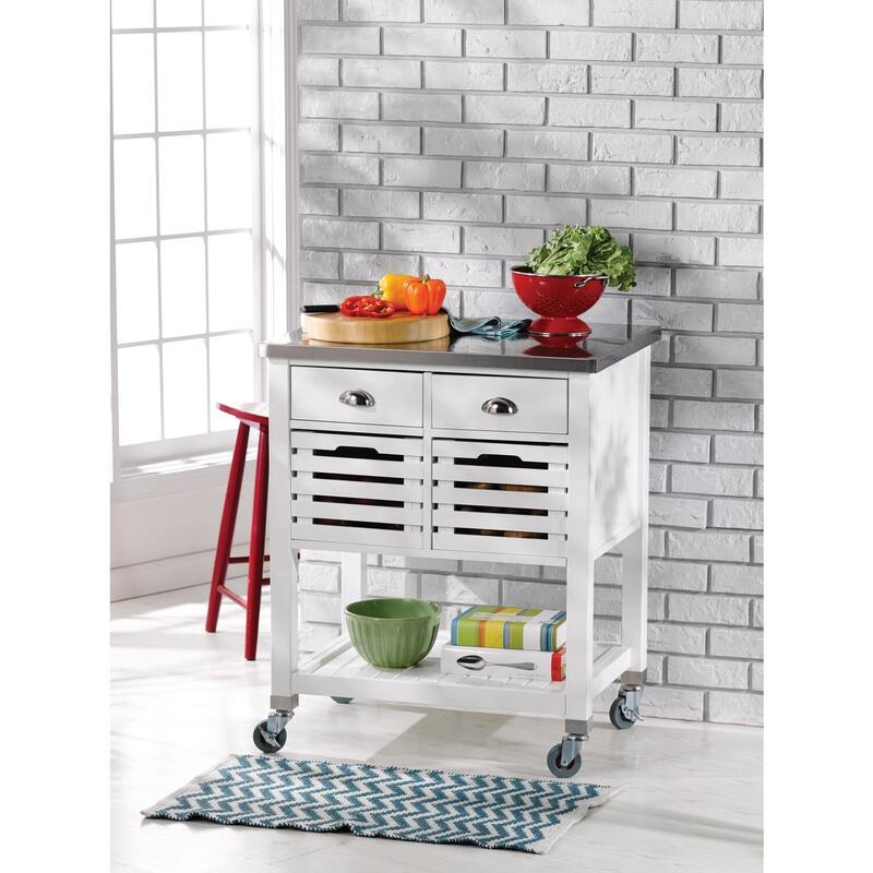 Kitchen Cart Rolling Utility Cart with Drawers - Antique Style Kitchen Island Storage Cart