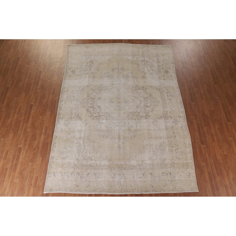 Hand Knotted Oriental 100% Wool Carpet Traditional Floral Beige & Ivories Tabriz Area Rug - 12' 5'' X 8' 10''