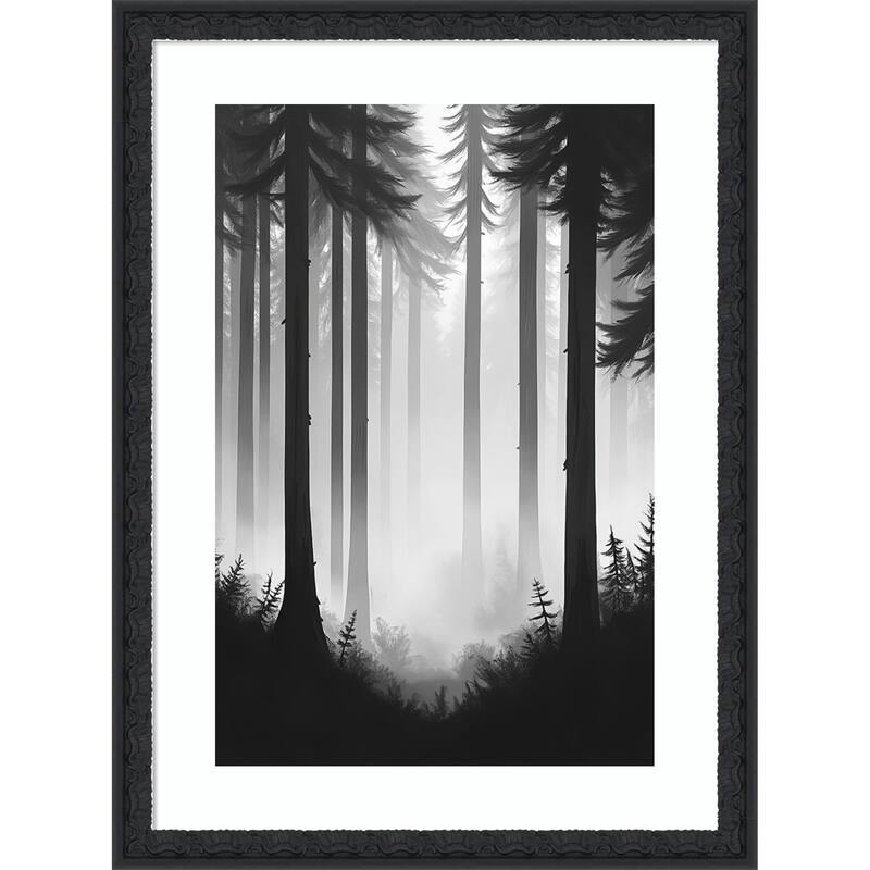 Contrast Trees No. 2 by Tradelink inhouse artist Wood Framed Wall Art Print - Bethany Black