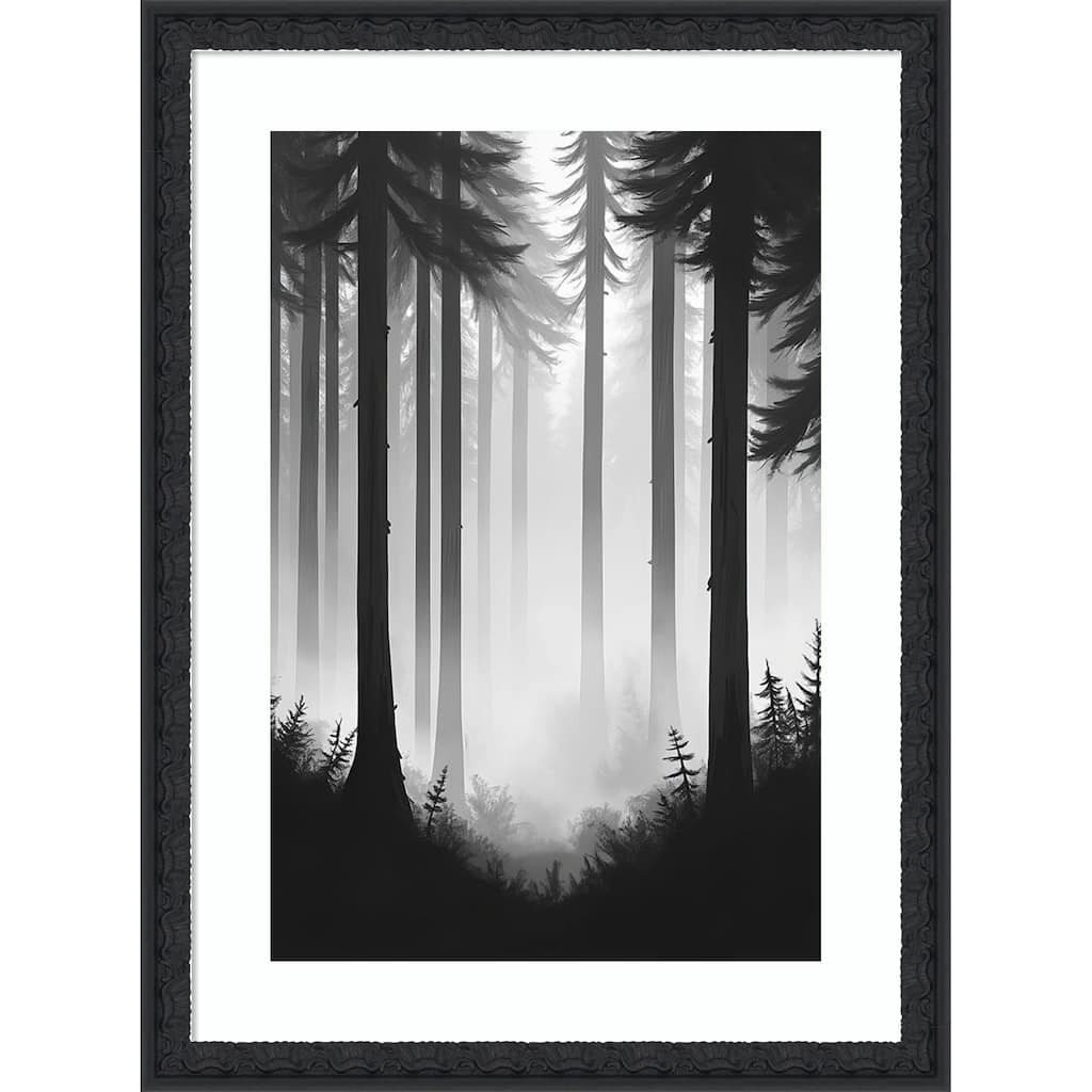 Contrast Trees No. 2 by Tradelink inhouse artist Wood Framed Wall Art Print - Bethany Black
