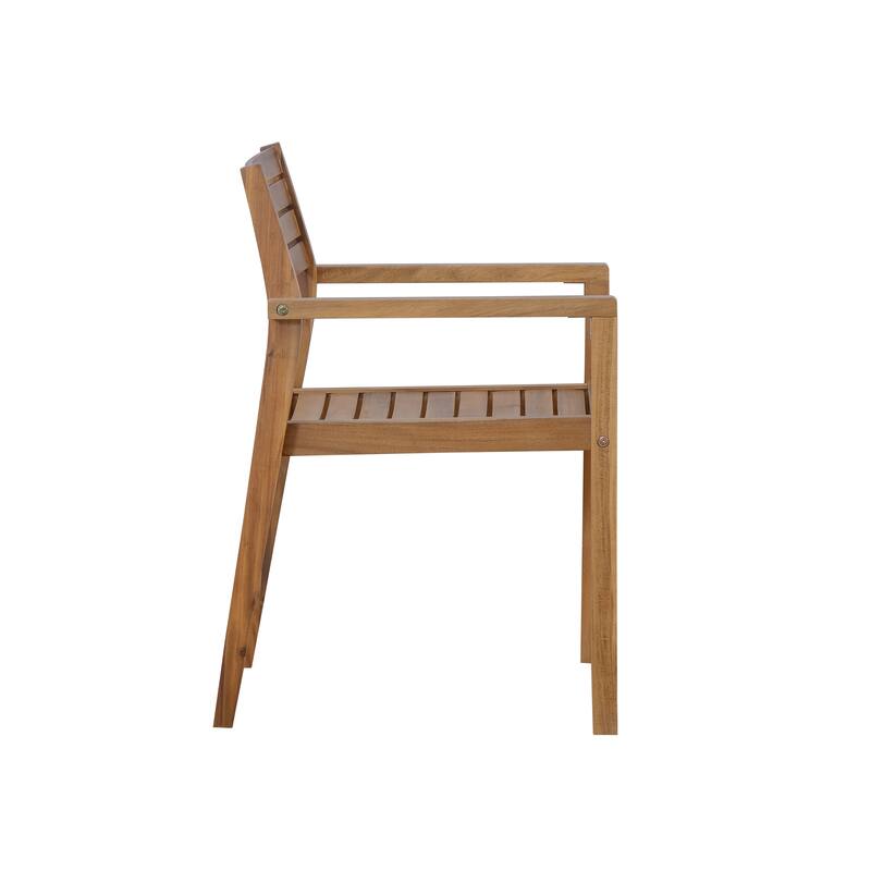 5-Piece Outdoor Acacia Wood Dining Set with Rectangular Table and Umbrella Hole for Family Gatherings