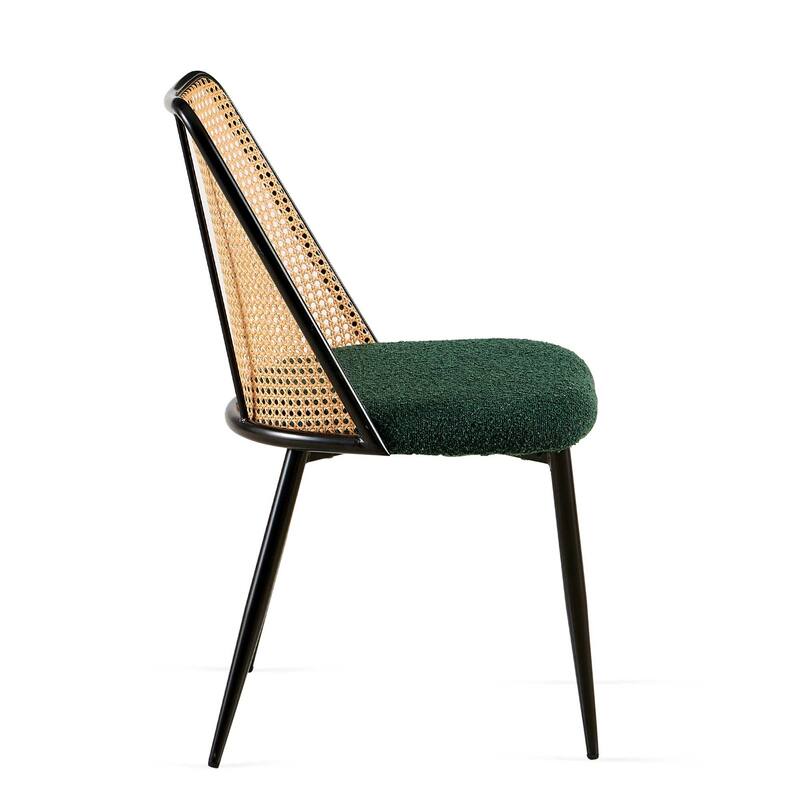 Dining Chairs Set of 2,Boucle Chairs with Natural Cane Back