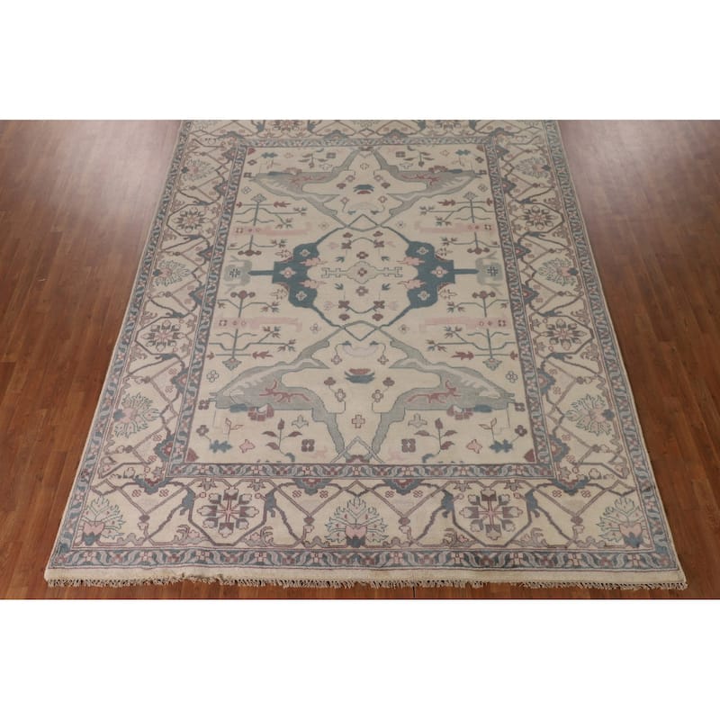 Oushak Oriental Area Rug Handmade Floral Wool Carpet - 9'0" x 11'9"