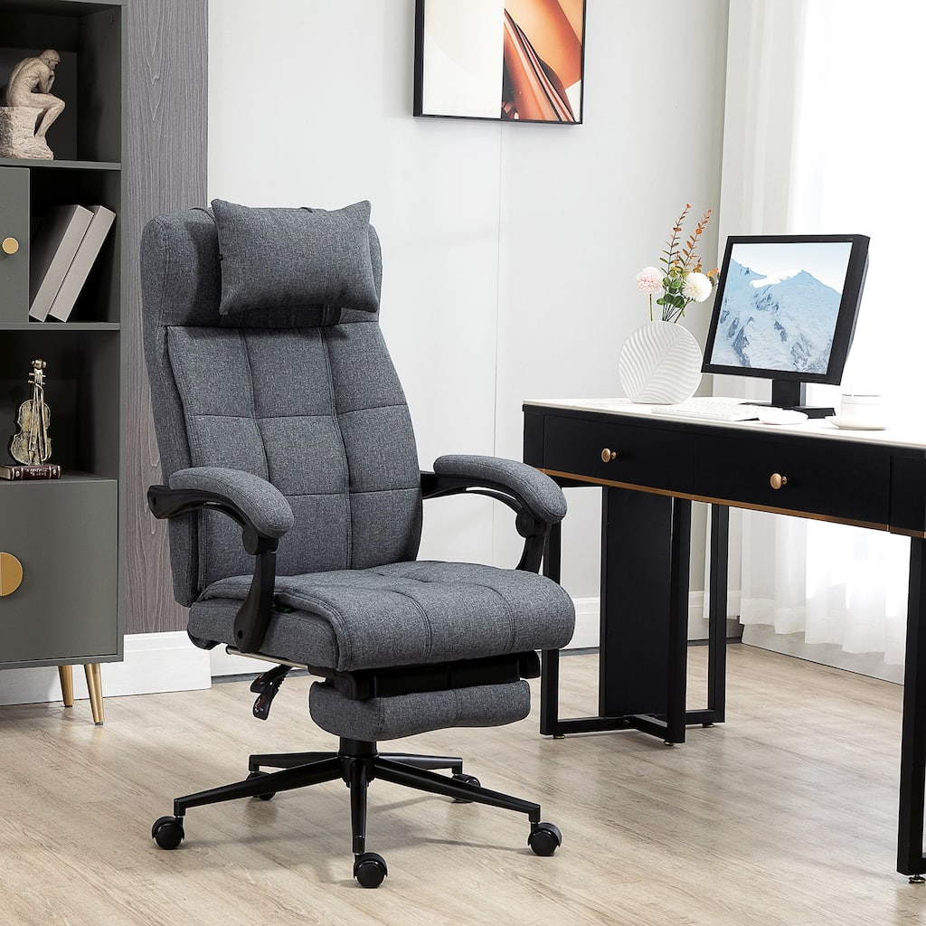 Rustic Home Office Chair Executive Chair with Footrests, Rolling Chair Gaming Chair with Upholstered Armrests