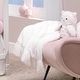preview thumbnail 4 of 3, Lambs & Ivy Signature White Ruffled Lux Minky/Jersey Chevron Baby Blanket
