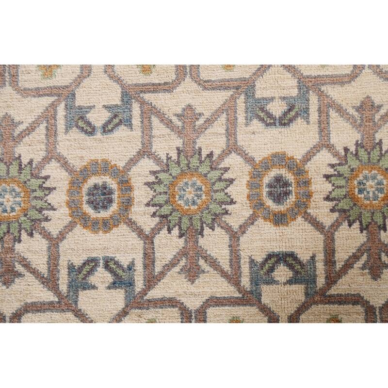 Vegetable Dye Geometric Khotan Oriental Area Rug Handmade Wool Carpet - 6'8" x 9'8"