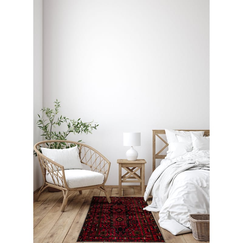 ECARPETGALLERY Hand-knotted Teimani Red Wool Rug - 3'10 x 6'3