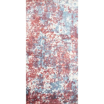 Hand Knotted Oriental Viscose Silk Carpet Modern All-Over Multi-Colored Abstract Area Rug - 4' 0'' X 2' 0''