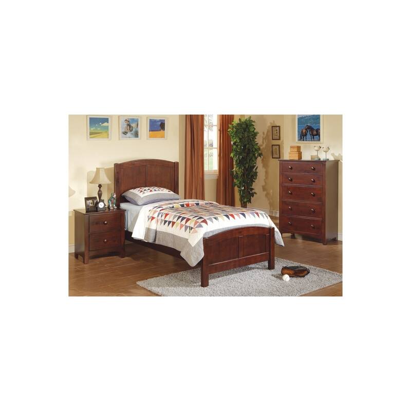 Twin Size Bed - Bohemian Style Bed Frame, Rubberwood & MDF, Sturdy & Durable Bed, Brown Finish