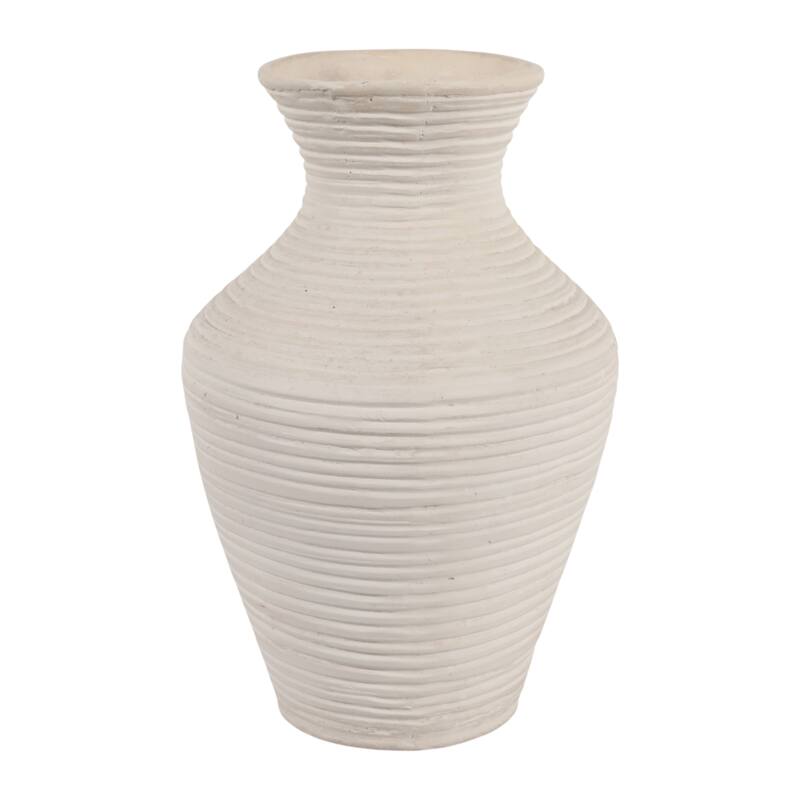 Sculptural Ribbed Paper Mache Table Vase - Stylish Tall Flower Vase
