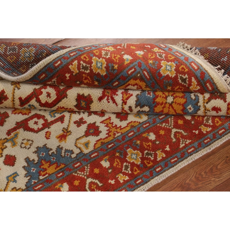 Beige / Ivory Oushak Oriental Accent Rug Hand-Knotted Wool Carpet - 4'0" X 5'11"