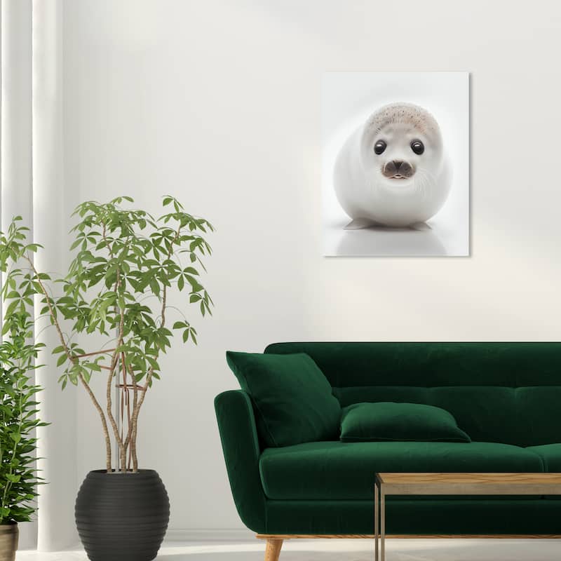 Wynwood Studio Canvas Animals Baby Animal Seal White and Modern & Contemporary Wall Art Canvas Print - White, - 24 x 20