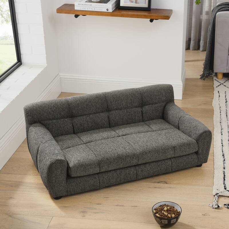 Roomfitters Soft Pet Sofa with Backrest and Armrests, Modern Rectangular Dog Couch for Small and Medium Dogs